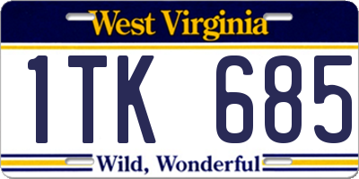 WV license plate 1TK685