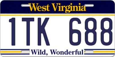 WV license plate 1TK688