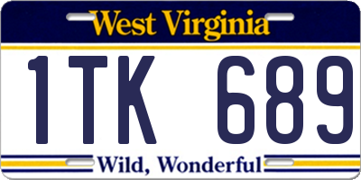 WV license plate 1TK689