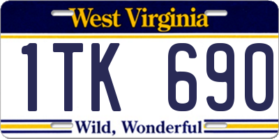 WV license plate 1TK690