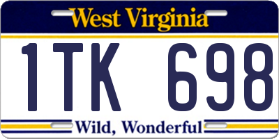 WV license plate 1TK698