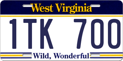 WV license plate 1TK700