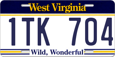 WV license plate 1TK704