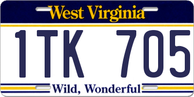 WV license plate 1TK705