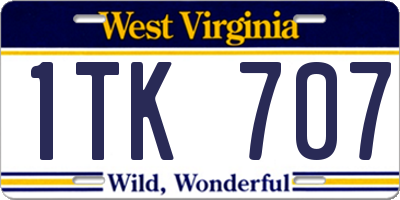 WV license plate 1TK707
