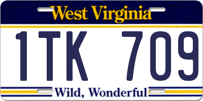 WV license plate 1TK709