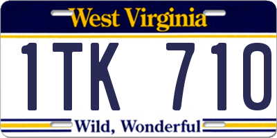 WV license plate 1TK710
