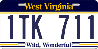 WV license plate 1TK711
