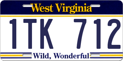 WV license plate 1TK712