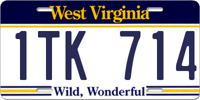 WV license plate 1TK714
