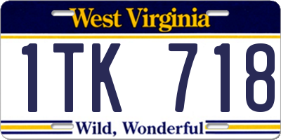 WV license plate 1TK718