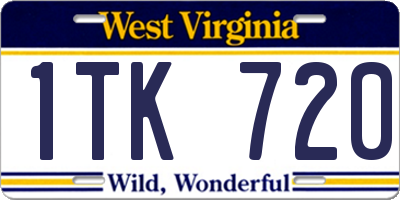 WV license plate 1TK720