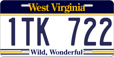 WV license plate 1TK722