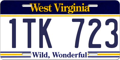 WV license plate 1TK723