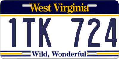 WV license plate 1TK724