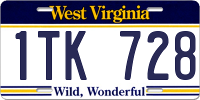 WV license plate 1TK728