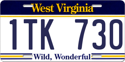 WV license plate 1TK730