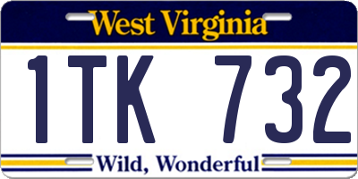 WV license plate 1TK732