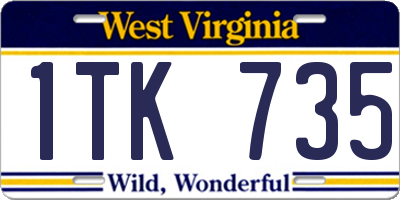WV license plate 1TK735