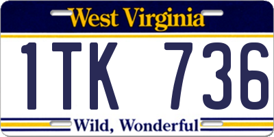 WV license plate 1TK736