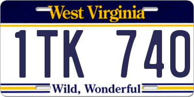 WV license plate 1TK740