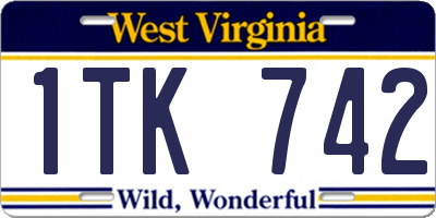 WV license plate 1TK742