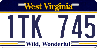 WV license plate 1TK745