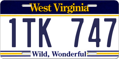 WV license plate 1TK747
