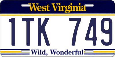 WV license plate 1TK749