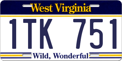 WV license plate 1TK751