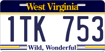 WV license plate 1TK753