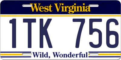 WV license plate 1TK756