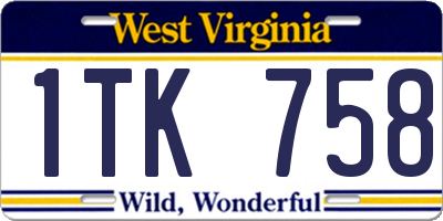 WV license plate 1TK758