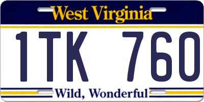 WV license plate 1TK760