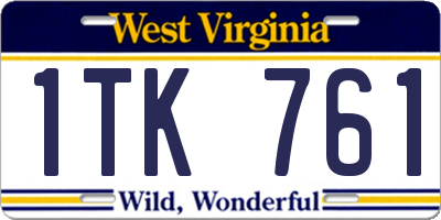 WV license plate 1TK761