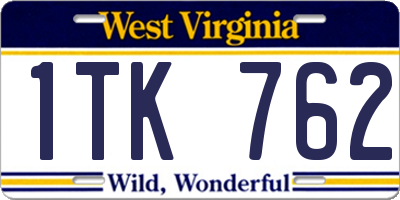 WV license plate 1TK762