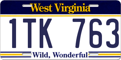 WV license plate 1TK763