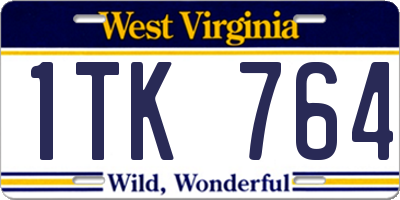 WV license plate 1TK764