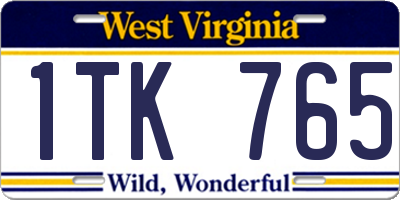 WV license plate 1TK765