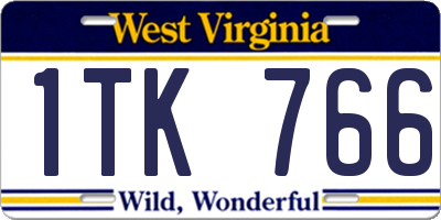 WV license plate 1TK766