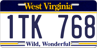 WV license plate 1TK768