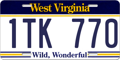 WV license plate 1TK770