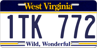 WV license plate 1TK772