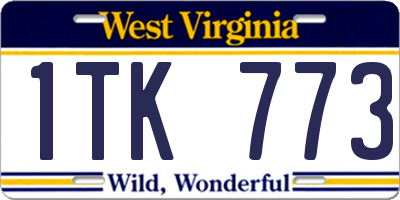 WV license plate 1TK773
