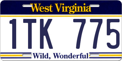 WV license plate 1TK775