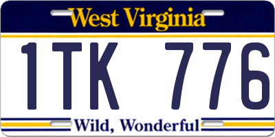 WV license plate 1TK776
