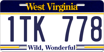WV license plate 1TK778