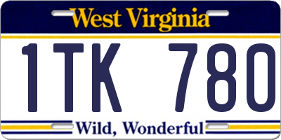 WV license plate 1TK780
