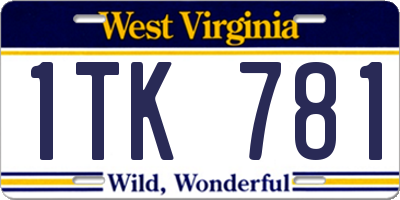 WV license plate 1TK781