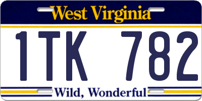 WV license plate 1TK782